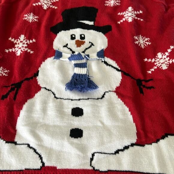 Snowman Holiday Turtleneck Sweater Dress Woman Size Large Oversized Tunic - Picture 8 of 10